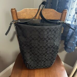 Coach vintage signature C black leather tote large purse